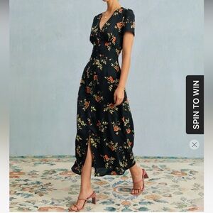 RIHOS V-neck floral short sleeved maxi dress